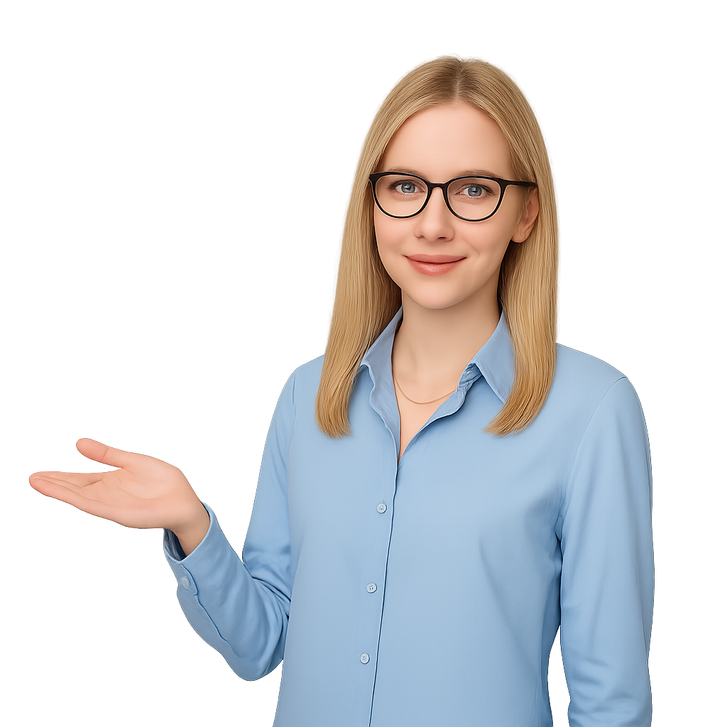 Kobieta w niebieskiej koszuli w blond włosach